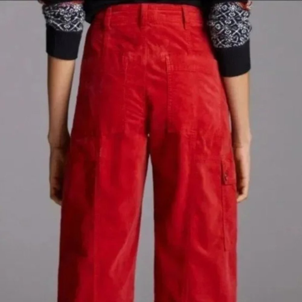 Anthropologie Tapered Corduroy Pants Red Size 8P NWT - Picture 5 of 9